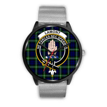 Load image into Gallery viewer, Lamont Modern Clans ,Rose Gold Metal Link watch, leather steel watch, tartan watch, tartan watches, clan watch, scotland watch, merry christmas, cyber Monday, halloween, black Friday