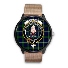 Load image into Gallery viewer, Lamont Modern Clans ,Brown Leather watch, leather steel watch, tartan watch, tartan watches, clan watch, scotland watch, merry christmas, cyber Monday, halloween, black Friday