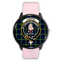 Load image into Gallery viewer, Lamont Modern Clans ,Silver Metal Link watch, leather steel watch, tartan watch, tartan watches, clan watch, scotland watch, merry christmas, cyber Monday, halloween, black Friday