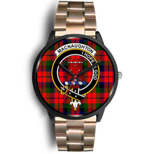 Load image into Gallery viewer, MacNaughton Modern Clans ,Black Leather watch, leather steel watch, tartan watch, tartan watches, clan watch, scotland watch, merry christmas, cyber Monday, halloween, black Friday