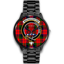 Load image into Gallery viewer, MacNaughton Modern Clans ,Black Metal Link watch, leather steel watch, tartan watch, tartan watches, clan watch, scotland watch, merry christmas, cyber Monday, halloween, black Friday