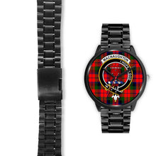 Load image into Gallery viewer, MacNaughton Modern Clans ,Black Leather watch, leather steel watch, tartan watch, tartan watches, clan watch, scotland watch, merry christmas, cyber Monday, halloween, black Friday