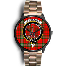 Load image into Gallery viewer, Langlands Clans ,Black Leather watch, leather steel watch, tartan watch, tartan watches, clan watch, scotland watch, merry christmas, cyber Monday, halloween, black Friday