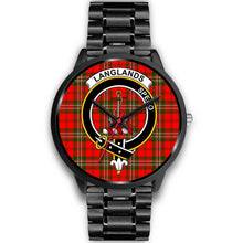Load image into Gallery viewer, Langlands Clans ,Black Metal Link watch, leather steel watch, tartan watch, tartan watches, clan watch, scotland watch, merry christmas, cyber Monday, halloween, black Friday