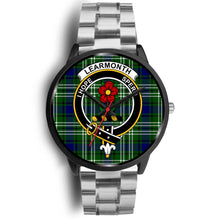 Load image into Gallery viewer, Learmonth Clans ,Black Metal Link watch, leather steel watch, tartan watch, tartan watches, clan watch, scotland watch, merry christmas, cyber Monday, halloween, black Friday