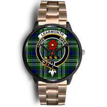 Load image into Gallery viewer, Learmonth Clans ,Black Leather watch, leather steel watch, tartan watch, tartan watches, clan watch, scotland watch, merry christmas, cyber Monday, halloween, black Friday