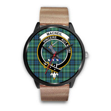 Load image into Gallery viewer, MacNeil of Colonsay Clans ,Brown Leather watch, leather steel watch, tartan watch, tartan watches, clan watch, scotland watch, merry christmas, cyber Monday, halloween, black Friday