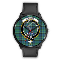Load image into Gallery viewer, MacNeil of Colonsay Clans ,Black Metal Mesh watch, leather steel watch, tartan watch, tartan watches, clan watch, scotland watch, merry christmas, cyber Monday, halloween, black Friday