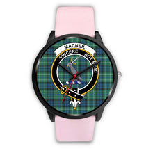 Load image into Gallery viewer, MacNeil of Colonsay Clans ,Silver Metal Link watch, leather steel watch, tartan watch, tartan watches, clan watch, scotland watch, merry christmas, cyber Monday, halloween, black Friday