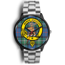 Load image into Gallery viewer, MacPhail Clans ,Black Metal Link watch, leather steel watch, tartan watch, tartan watches, clan watch, scotland watch, merry christmas, cyber Monday, halloween, black Friday