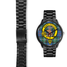 Load image into Gallery viewer, MacPhail Clans ,Black Leather watch, leather steel watch, tartan watch, tartan watches, clan watch, scotland watch, merry christmas, cyber Monday, halloween, black Friday
