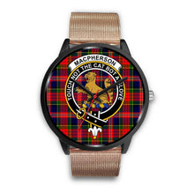 Load image into Gallery viewer, MacPherson Modern Clans ,Brown Leather watch, leather steel watch, tartan watch, tartan watches, clan watch, scotland watch, merry christmas, cyber Monday, halloween, black Friday