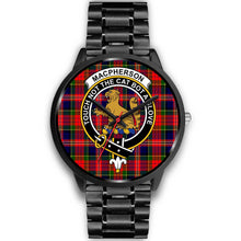 Load image into Gallery viewer, MacPherson Modern Clans ,Black Metal Link watch, leather steel watch, tartan watch, tartan watches, clan watch, scotland watch, merry christmas, cyber Monday, halloween, black Friday