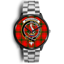 Load image into Gallery viewer, MacQuarrie Modern Clans ,Black Metal Link watch, leather steel watch, tartan watch, tartan watches, clan watch, scotland watch, merry christmas, cyber Monday, halloween, black Friday
