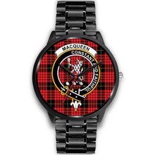 Load image into Gallery viewer, MacQueen Modern Clans ,Black Metal Link watch, leather steel watch, tartan watch, tartan watches, clan watch, scotland watch, merry christmas, cyber Monday, halloween, black Friday