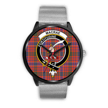 Load image into Gallery viewer, MacRae Ancient Clans ,Rose Gold Metal Link watch, leather steel watch, tartan watch, tartan watches, clan watch, scotland watch, merry christmas, cyber Monday, halloween, black Friday