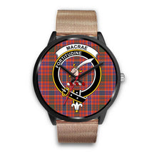Load image into Gallery viewer, MacRae Ancient Clans ,Brown Leather watch, leather steel watch, tartan watch, tartan watches, clan watch, scotland watch, merry christmas, cyber Monday, halloween, black Friday