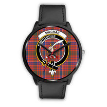 Load image into Gallery viewer, MacRae Ancient Clans ,Black Metal Mesh watch, leather steel watch, tartan watch, tartan watches, clan watch, scotland watch, merry christmas, cyber Monday, halloween, black Friday