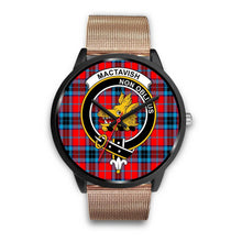 Load image into Gallery viewer, MacTavish Modern Clans ,Brown Leather watch, leather steel watch, tartan watch, tartan watches, clan watch, scotland watch, merry christmas, cyber Monday, halloween, black Friday