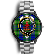 Load image into Gallery viewer, Maitland Clans ,Black Metal Link watch, leather steel watch, tartan watch, tartan watches, clan watch, scotland watch, merry christmas, cyber Monday, halloween, black Friday