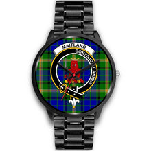 Load image into Gallery viewer, Maitland Clans ,Black Metal Link watch, leather steel watch, tartan watch, tartan watches, clan watch, scotland watch, merry christmas, cyber Monday, halloween, black Friday