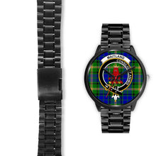 Load image into Gallery viewer, Maitland Clans ,Black Leather watch, leather steel watch, tartan watch, tartan watches, clan watch, scotland watch, merry christmas, cyber Monday, halloween, black Friday