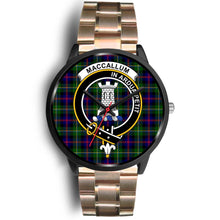Load image into Gallery viewer, Malcolm Modern Clans ,Black Leather watch, leather steel watch, tartan watch, tartan watches, clan watch, scotland watch, merry christmas, cyber Monday, halloween, black Friday