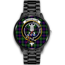 Load image into Gallery viewer, Malcolm Modern Clans ,Black Metal Link watch, leather steel watch, tartan watch, tartan watches, clan watch, scotland watch, merry christmas, cyber Monday, halloween, black Friday