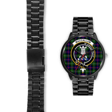 Load image into Gallery viewer, Malcolm Modern Clans ,Black Leather watch, leather steel watch, tartan watch, tartan watches, clan watch, scotland watch, merry christmas, cyber Monday, halloween, black Friday