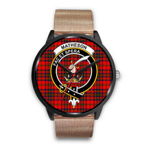 Load image into Gallery viewer, Matheson Modern Clans ,Brown Leather watch, leather steel watch, tartan watch, tartan watches, clan watch, scotland watch, merry christmas, cyber Monday, halloween, black Friday