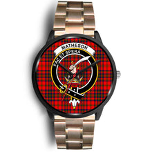 Load image into Gallery viewer, Matheson Modern Clans ,Black Leather watch, leather steel watch, tartan watch, tartan watches, clan watch, scotland watch, merry christmas, cyber Monday, halloween, black Friday