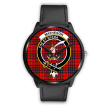 Load image into Gallery viewer, Matheson Modern Clans ,Black Metal Mesh watch, leather steel watch, tartan watch, tartan watches, clan watch, scotland watch, merry christmas, cyber Monday, halloween, black Friday