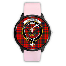 Load image into Gallery viewer, Matheson Modern Clans ,Silver Metal Link watch, leather steel watch, tartan watch, tartan watches, clan watch, scotland watch, merry christmas, cyber Monday, halloween, black Friday