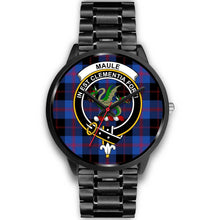 Load image into Gallery viewer, Maule Clans ,Black Metal Link watch, leather steel watch, tartan watch, tartan watches, clan watch, scotland watch, merry christmas, cyber Monday, halloween, black Friday