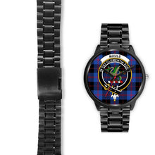 Load image into Gallery viewer, Maule Clans ,Black Leather watch, leather steel watch, tartan watch, tartan watches, clan watch, scotland watch, merry christmas, cyber Monday, halloween, black Friday