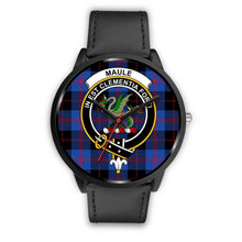 Load image into Gallery viewer, Maule Clans ,Black Metal Mesh watch, leather steel watch, tartan watch, tartan watches, clan watch, scotland watch, merry christmas, cyber Monday, halloween, black Friday