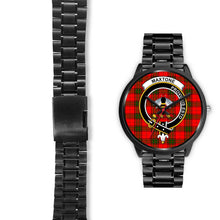 Load image into Gallery viewer, Maxtone Clans ,Black Leather watch, leather steel watch, tartan watch, tartan watches, clan watch, scotland watch, merry christmas, cyber Monday, halloween, black Friday