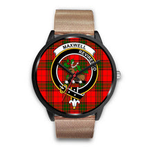 Load image into Gallery viewer, Maxwell Modern Clans ,Brown Leather watch, leather steel watch, tartan watch, tartan watches, clan watch, scotland watch, merry christmas, cyber Monday, halloween, black Friday