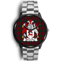 Load image into Gallery viewer, McCarthy Clans ,Black Metal Link watch, leather steel watch, tartan watch, tartan watches, clan watch, scotland watch, merry christmas, cyber Monday, halloween, black Friday