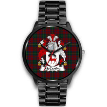Load image into Gallery viewer, McCarthy Clans ,Black Metal Link watch, leather steel watch, tartan watch, tartan watches, clan watch, scotland watch, merry christmas, cyber Monday, halloween, black Friday