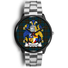 Load image into Gallery viewer, McConnell Clans ,Black Metal Link watch, leather steel watch, tartan watch, tartan watches, clan watch, scotland watch, merry christmas, cyber Monday, halloween, black Friday
