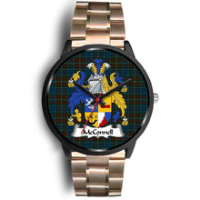 Load image into Gallery viewer, McConnell Clans ,Black Leather watch, leather steel watch, tartan watch, tartan watches, clan watch, scotland watch, merry christmas, cyber Monday, halloween, black Friday