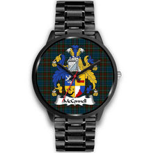 Load image into Gallery viewer, McConnell Clans ,Black Metal Link watch, leather steel watch, tartan watch, tartan watches, clan watch, scotland watch, merry christmas, cyber Monday, halloween, black Friday