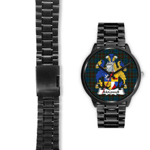Load image into Gallery viewer, McConnell Clans ,Black Leather watch, leather steel watch, tartan watch, tartan watches, clan watch, scotland watch, merry christmas, cyber Monday, halloween, black Friday