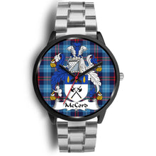 Load image into Gallery viewer, McCord Clans ,Black Metal Link watch, leather steel watch, tartan watch, tartan watches, clan watch, scotland watch, merry christmas, cyber Monday, halloween, black Friday