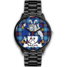 Load image into Gallery viewer, McCord Clans ,Black Metal Link watch, leather steel watch, tartan watch, tartan watches, clan watch, scotland watch, merry christmas, cyber Monday, halloween, black Friday