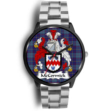 Load image into Gallery viewer, Mccormick Clans ,Black Metal Link watch, leather steel watch, tartan watch, tartan watches, clan watch, scotland watch, merry christmas, cyber Monday, halloween, black Friday