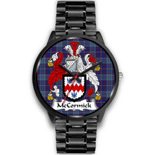 Load image into Gallery viewer, Mccormick Clans ,Black Metal Link watch, leather steel watch, tartan watch, tartan watches, clan watch, scotland watch, merry christmas, cyber Monday, halloween, black Friday