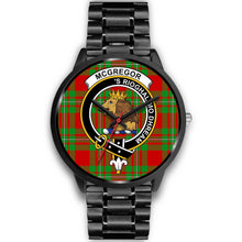 Load image into Gallery viewer, McGregor Modern Clans ,Black Metal Link watch, leather steel watch, tartan watch, tartan watches, clan watch, scotland watch, merry christmas, cyber Monday, halloween, black Friday