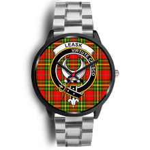 Load image into Gallery viewer, Leask Clans ,Black Metal Link watch, leather steel watch, tartan watch, tartan watches, clan watch, scotland watch, merry christmas, cyber Monday, halloween, black Friday